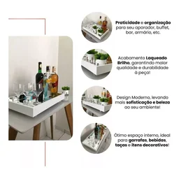 Bandeja Espelada Decorativa Salar Cozinha Cantinho do Café Espelhada 50cm por 30cm - 6