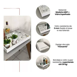 Bandeja Espelada Decorativa Salar Cozinha Cantinho do Café Espelhada 50cm por 30cm - 4