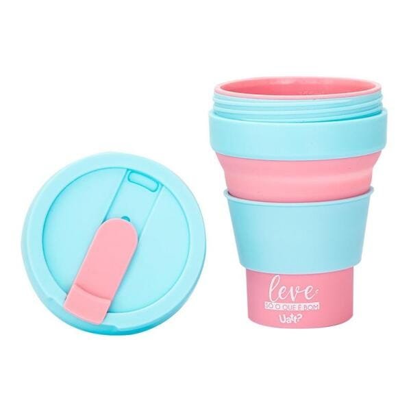 Copo Retratil 375Ml Rosa E Azul Uatt | MadeiraMadeira