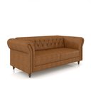Ver imagem 2 de Sofá Living Sala de Estar Stanford Chesterfield 2 Lugares 200cm Pés de Madeira Couro Mel Manchado G5