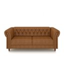 Ver imagem 5 de Sofá Living Sala de Estar Stanford Chesterfield 2 Lugares 200cm Pés de Madeira Couro Mel Manchado G5
