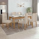 Ver imagem 1 de Conjunto Mesa Aries Com Tampo 6 Cadeiras Rinzai Astrid Móveis Lopas