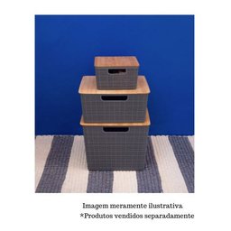 Caixa Organizadora com Tampa de Bambu - 12L - Cinza - Oikos - 8