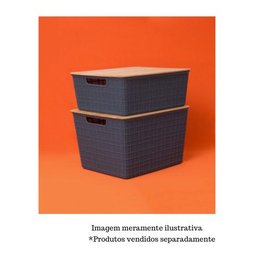 Caixa Organizadora com Tampa de Bambu - 12L - Cinza - Oikos - 2