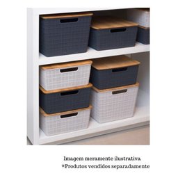 Caixa Organizadora com Tampa de Bambu - 12L - Cinza - Oikos - 9