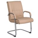 Ver imagem 4 de Kit com 8 Cadeiras Office Base Fixa em Aço Cromado e Couro Ecologico Austin Bege/Fendi
