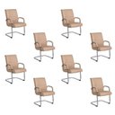 Ver imagem 2 de Kit com 8 Cadeiras Office Base Fixa em Aço Cromado e Couro Ecologico Austin Bege/Fendi