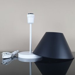 Abajur Infantil Luminária de Mesa Fino Decoração Quarto – Skinny Base Branca Cúpula Preta - 5
