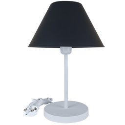 Abajur Infantil Luminária de Mesa Fino Decoração Quarto – Skinny Base Branca Cúpula Preta - 1