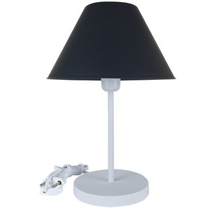 Abajur Infantil Luminária de Mesa Fino Decoração Quarto – Skinny Base Branca Cúpula Preta