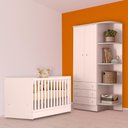 Ver imagem 1 de Conjunto Berço Mini Cama e Guarda Roupa 2 Portas Rosa
