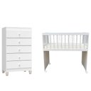Ver imagem 1 de Mini Berço Moisés Alegria com Colchão e Cômoda Gaveteiro Ternura Baby Branco Brilho - Incorplac