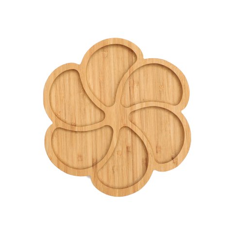 Petisqueira de Bambu Aspero com 6 Divisórias 19,5cm