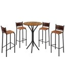 Ver imagem 1 de Conjunto De Mesa Bistrô Com 4 Banquetas Cancún Madmelos Preto / Carvalho