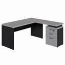 Ver imagem 2 de Escrivaninha em L com Gaveteiro Pé Painel F5 3 Gavetas 150cm Cinza Sagrado com Preto F5 Office