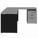 Ver imagem 7 de Escrivaninha em L com Gaveteiro Pé Painel F5 3 Gavetas 150cm Cinza Sagrado com Preto F5 Office