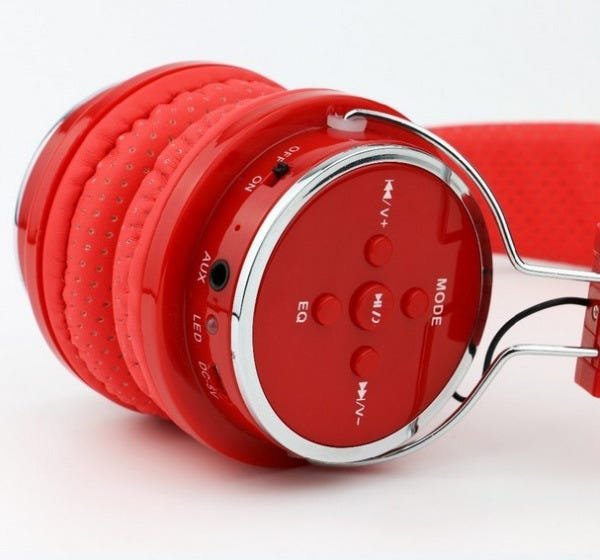 Fone de Ouvido Bluetooth Micro Sd Mp3 Rádio Fm Player - Vermelho - 2