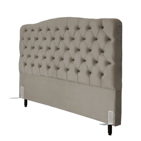 Cabeceira de Cama Box Queen 158 Cm Dunas Casavezi Suede Veludo Marrom Claro