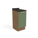 Ver imagem 1 de Gabinete de Cozinha Modulado Balcão Botanic M621 1 Porta C/tampo 40cm Nogueira/oliva/preto Brilho