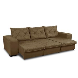 Sofá Retrátil e Reclinável 2,30m 3 Lugares Molas Helicoidais Suede Bali Castor