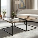 Ver imagem 1 de Mesa de Centro para Sala Madeira e Metal Estilo Industrial Aurora - Édecasamóveis