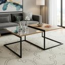 Ver imagem 2 de Mesa de Centro para Sala Madeira e Metal Estilo Industrial Aurora - Édecasamóveis
