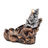 Incensário Cascata Ganesha Flor Dourado e Prata 14cm - 3