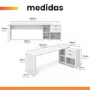 Ver imagem 5 de Mesa de Escritório com Tampo Giratório e 2 Gavetas Branca - Notável Móveis