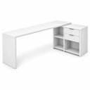 Ver imagem 1 de Mesa de Escritório com Tampo Giratório e 2 Gavetas Branca - Notável Móveis