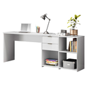 Ver imagem 3 de Mesa de Escritório com Tampo Giratório e 2 Gavetas Branca - Notável Móveis