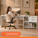 Ver imagem 6 de Mesa de Escritório com Tampo Giratório e 2 Gavetas Branca - Notável Móveis
