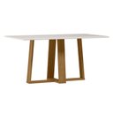 Ver imagem 1 de Mesa de Jantar Rubi 160x90 Cm com Vidro Ype Damasco Off White – New Ceval