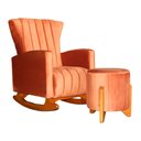 Ver imagem 1 de Poltrona Balanço C/ Puff Melinda Veludo Terracota - Lm Decor