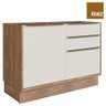 Balcão Cozinha Modular 100% MDF Édez Uno, 1 Porta e 3 Gavetas, Off White e Louro Freijó - 1