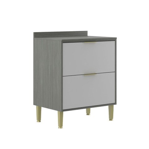 Balcão de Cozinha 70 Cm Domus 2 Gavetas Silver/branco - Hecol Móveis