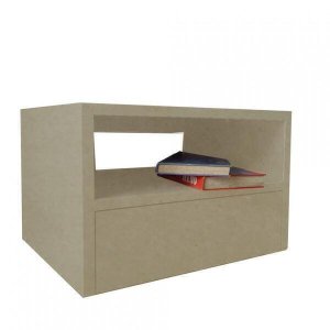 Mesa de Cabeceira Suspenso com 1 Gaveta em MDF - Natural