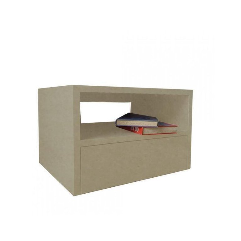 Mesa de Cabeceira Suspenso com 1 Gaveta em MDF - Natural