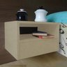 Mesa de Cabeceira Suspenso com 1 Gaveta em MDF - Natural - 2