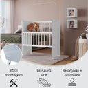 Ver imagem 3 de Mini Berço Branco Infantil Grade Móvel Regulável Mosquiteiro com Colchão Confotável P/ Bebê