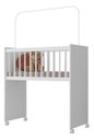 Ver imagem 1 de Mini Berço Branco Infantil Grade Móvel Regulável Mosquiteiro com Colchão Confotável P/ Bebê