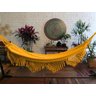 Rede de Descanso e Dormir Casal Algodão Reforçada Regulagem Comprimento Amarelo - 1