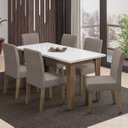 Ver imagem 3 de Conjunto de Mesa Sala de Jantar Miami com 6 Cadeiras Trieste Suede 1,60m Cedro / Off White / Mascavo