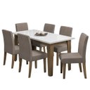 Ver imagem 1 de Conjunto de Mesa Sala de Jantar Miami com 6 Cadeiras Trieste Suede 1,60m Cedro / Off White / Mascavo