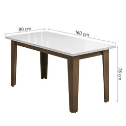 Conjunto de Mesa Sala de Jantar Miami com 6 Cadeiras Trieste Suede 1,60m Cedro / Off White / Mascavo - 3
