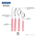 Ver imagem 3 de Faqueiro Tramontina Mulher Maravilha 1984 com Lâminas em Aço Inox e Cabos de Polipropileno Rosé