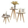 Conjunto 3 mesas classic apoio lateral centro redonda bordas invertidas Decorativa Off White Freijo - 1