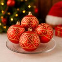 Ver imagem 1 de Bolas Natalinas Vermelha Enfeite Árvore Natal Kit 24pçs 70mm