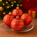 Ver imagem 2 de Bolas Natalinas Vermelha Enfeite Árvore Natal Kit 24pçs 70mm