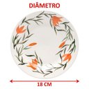 Ver imagem 3 de Kit Jogo Prato Sobremesa Lanche 4 Pessoas 4 Peças Lírios 18cm