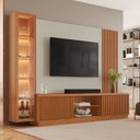 Ver imagem 1 de Rack com Painel com Cristaleira para TV até 75 Polegadas Ripado 100% MDF 190,5CMX220CM Valência